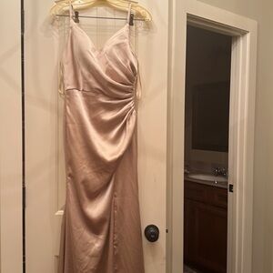 Revelry Rory Satin Gold Champagne Dress